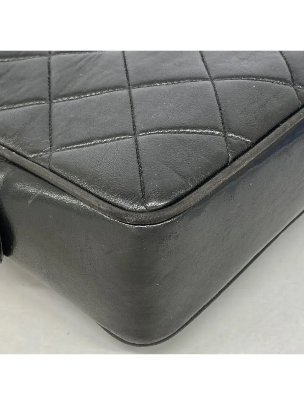 Chanel Shoulder Bag Quilted Lambskin Black Gold